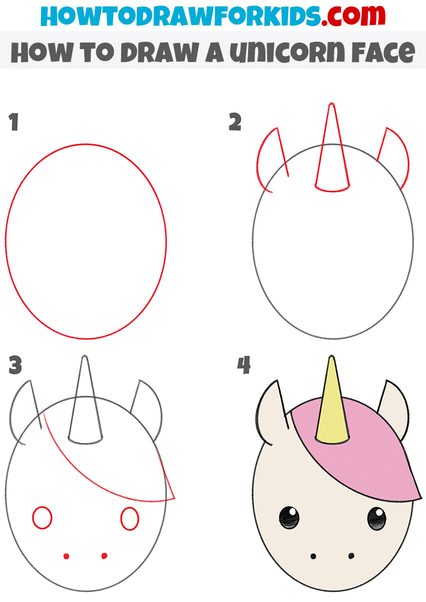 how to draw a unicorn face step by step