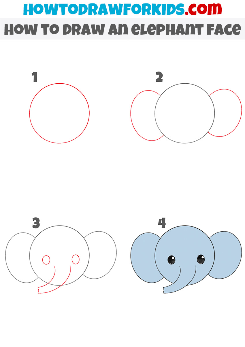 how to draw an elephant face step by step
