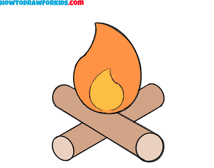 how to draw a campfire for kindergarten