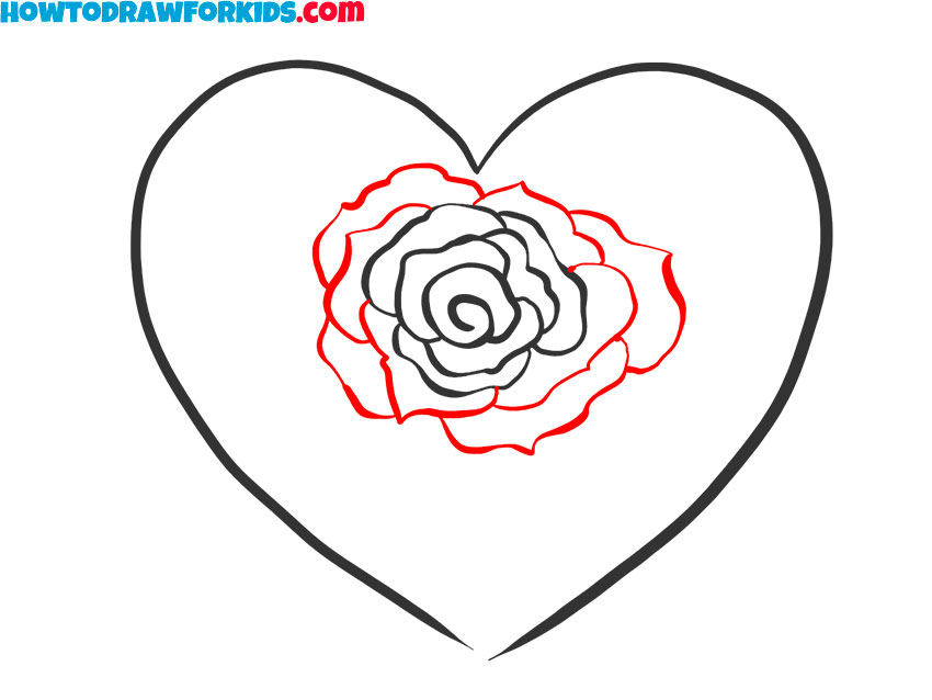how to draw a rose with heart
