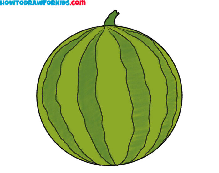 How to Draw a Watermelon for Kindergarten - Easy Drawing Tutorial