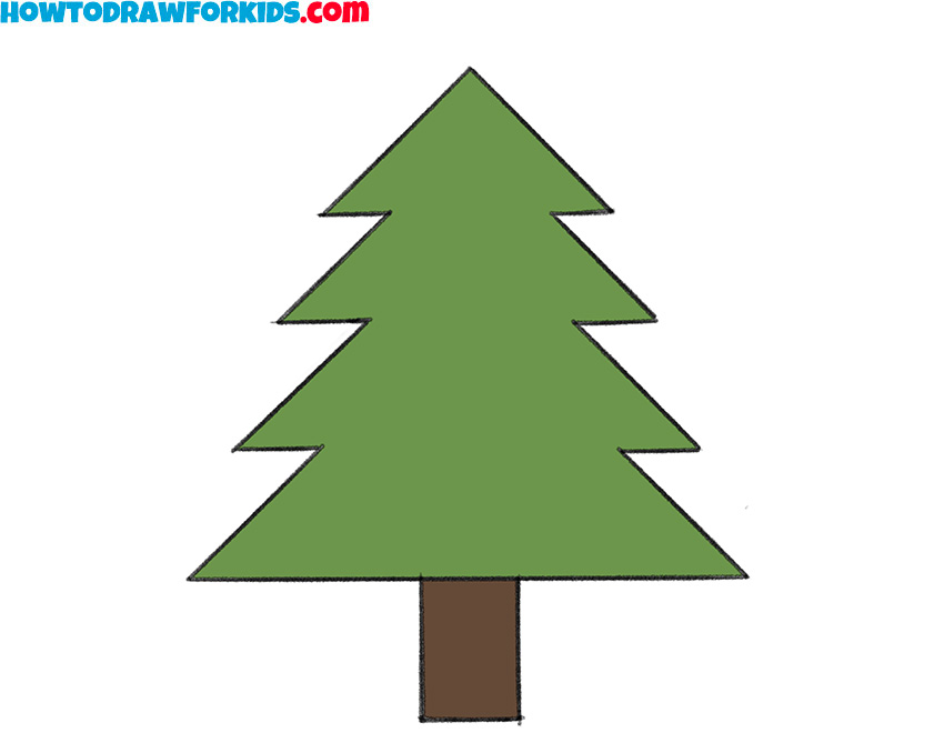 How to Draw a Pine for Kindergarten - Easy Drawing Tutorial For Kids
