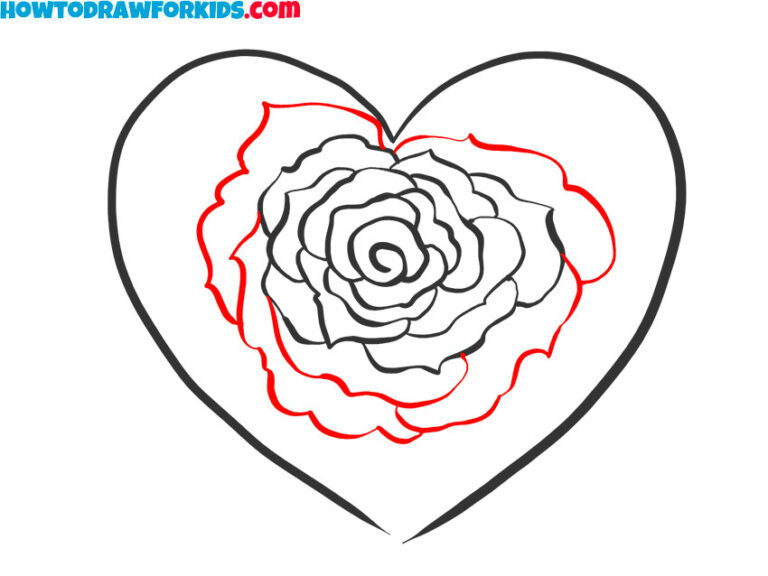 How to Draw a Rose Heart Easy Drawing Tutorial For Kids