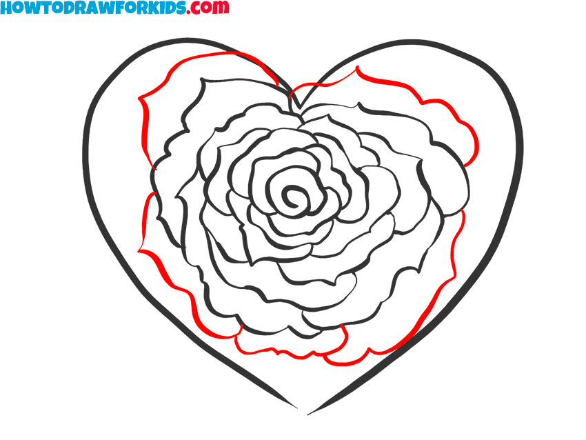 rose heart images drawing