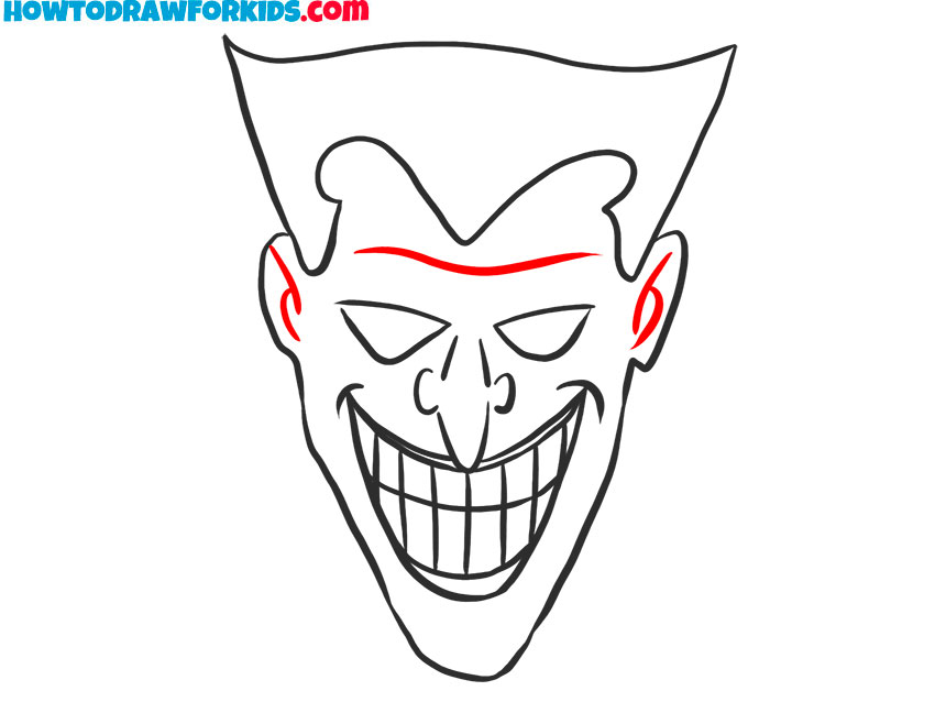 Add wrinkles to the Joker's face