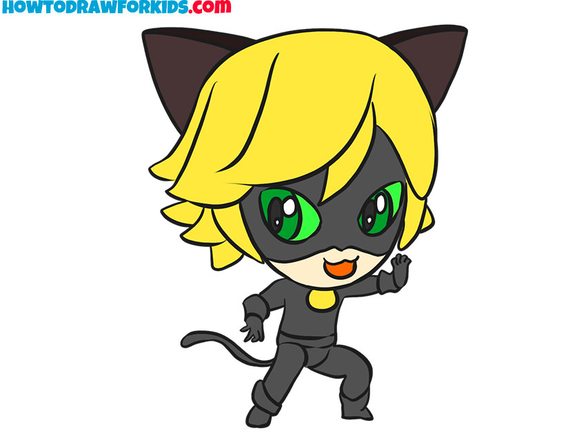 How to Draw Cat Noir - Easy Drawing Tutorial For Kids