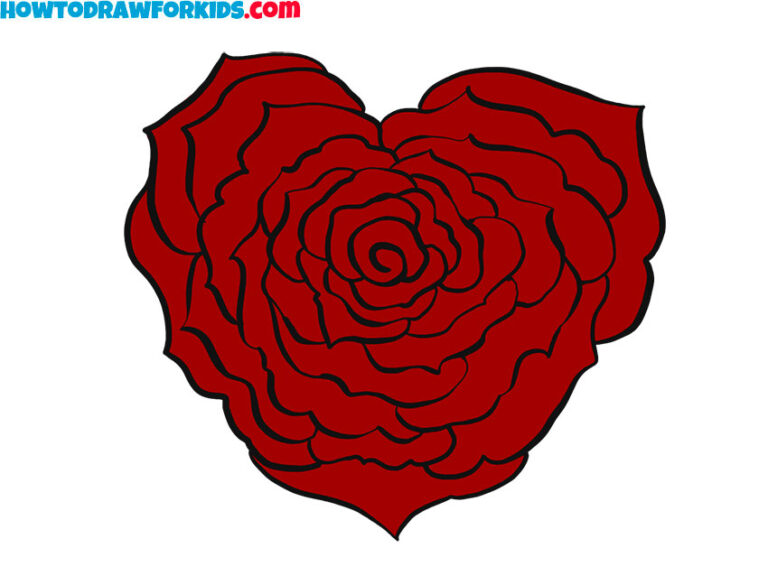 How to Draw a Rose Heart - Easy Drawing Tutorial For Kids