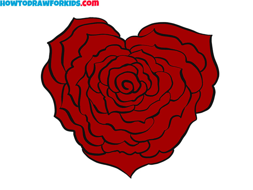 rose heart love drawing