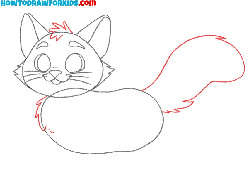 Sketch the tail and detail the fur