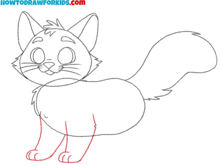 Sketch the front legs and paws