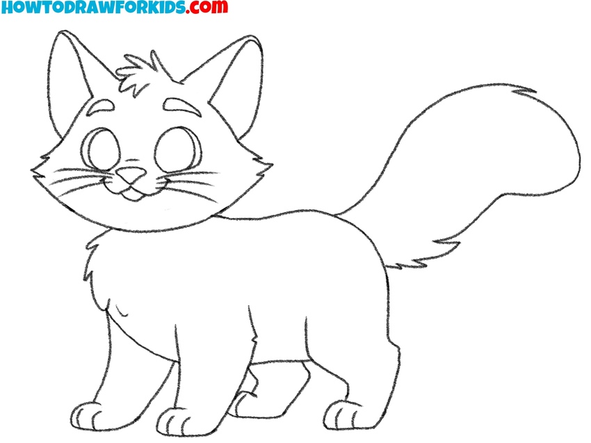 Give the cartoon cat sketch a finished look