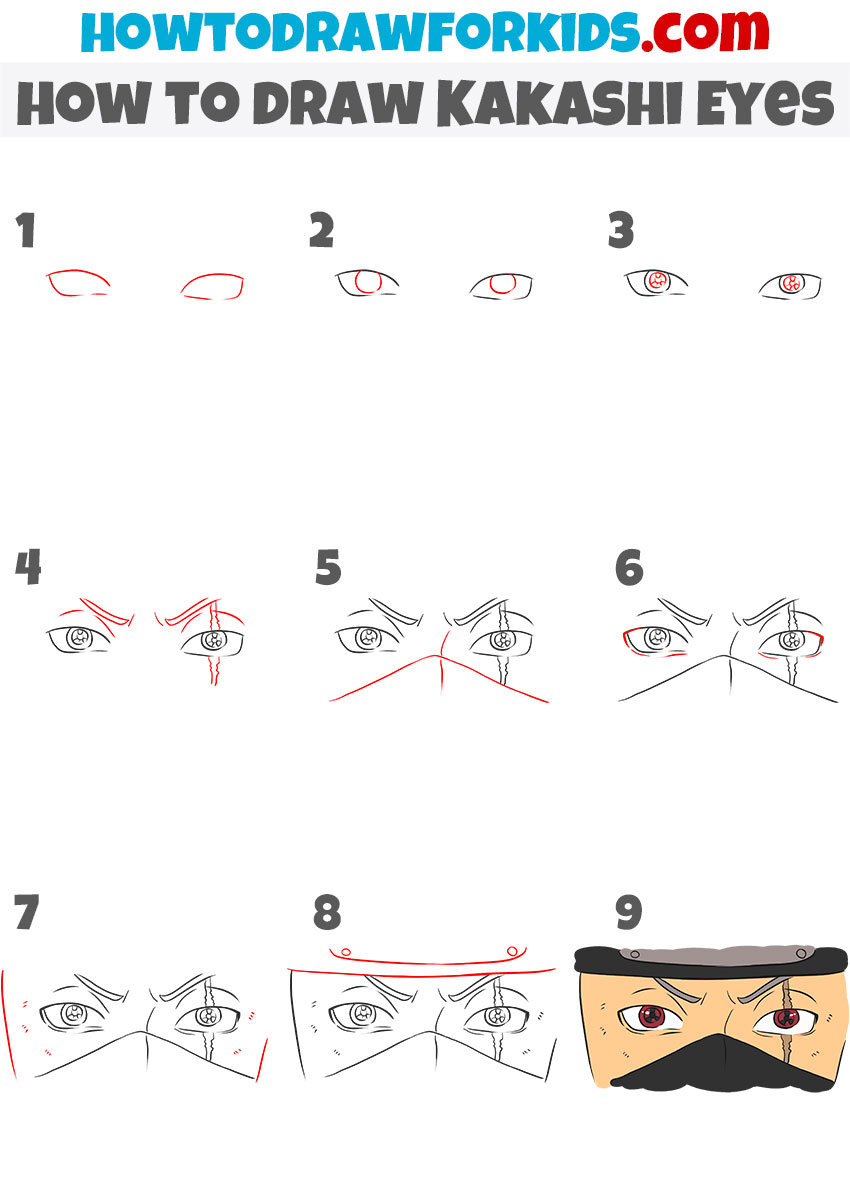 How to draw Kakashi - Easy Naruto drawings for beginners