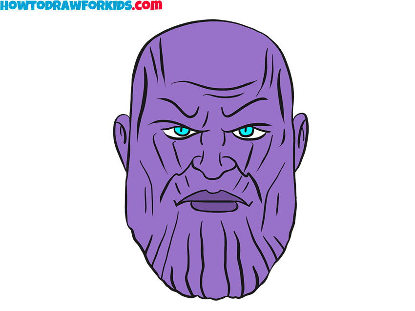 How to Draw Thanos Face - Easy Drawing Tutorial For Kids