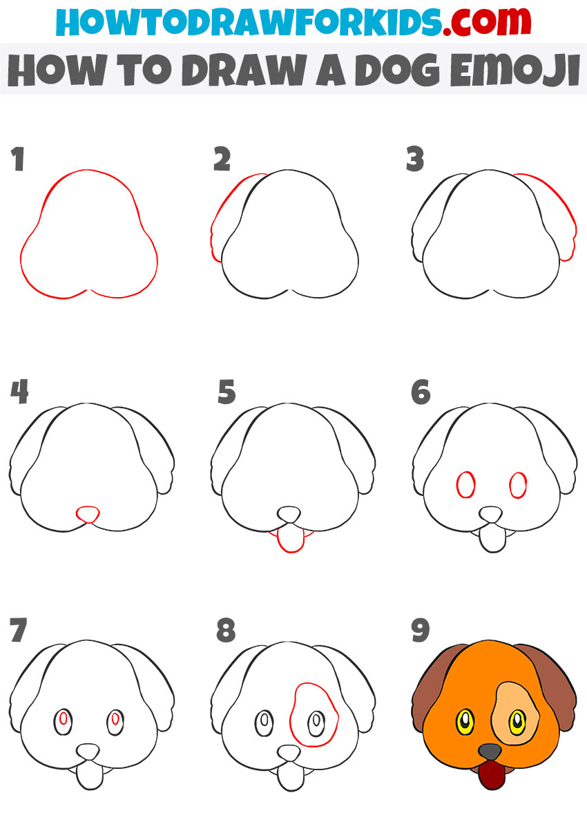 How to draw a Dog Emoji step by step