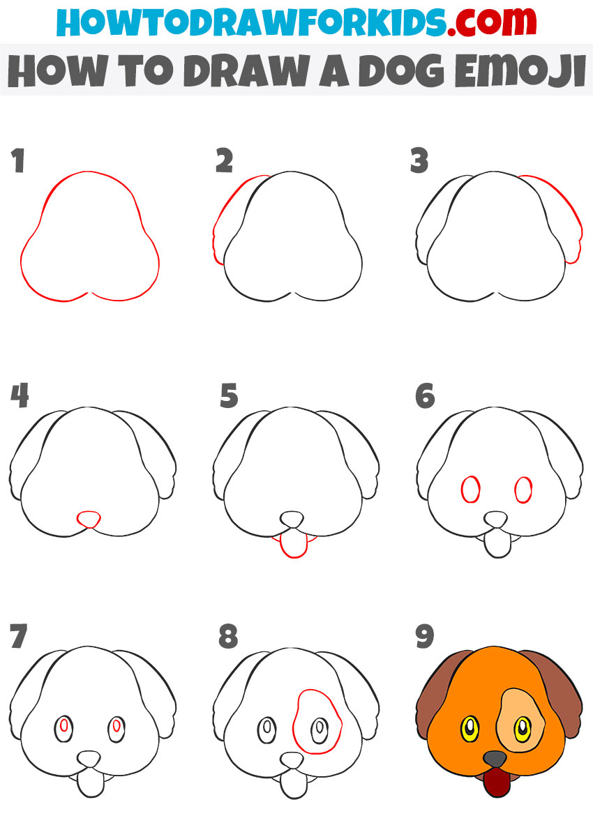 How to Draw a Dog Emoji - Easy Drawing Tutorial For Kids