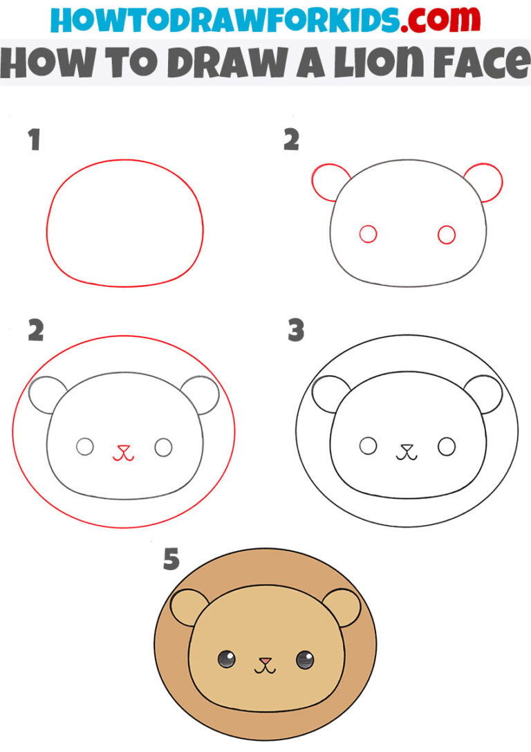 How to Draw a Lion Face for Kindergarten - Easy Drawing Tutorial For Kids