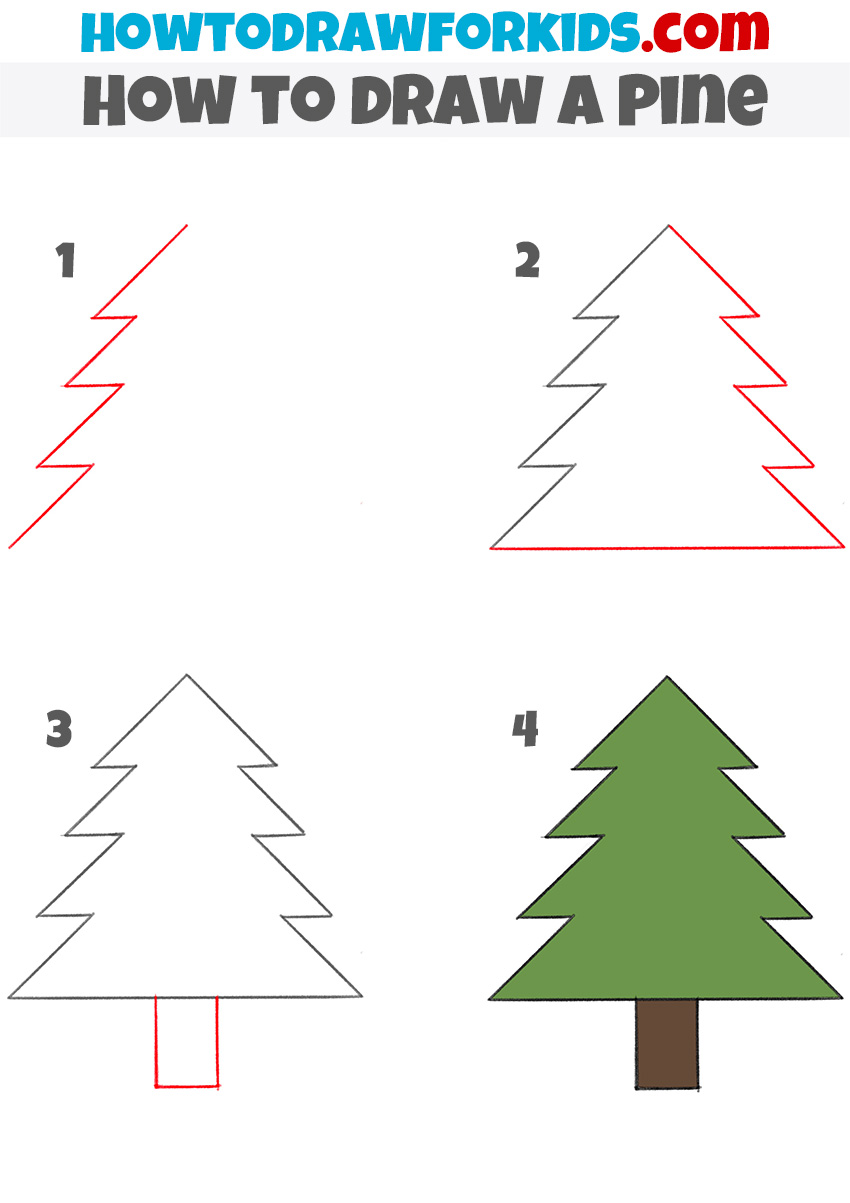 How to draw a Pine step by step
