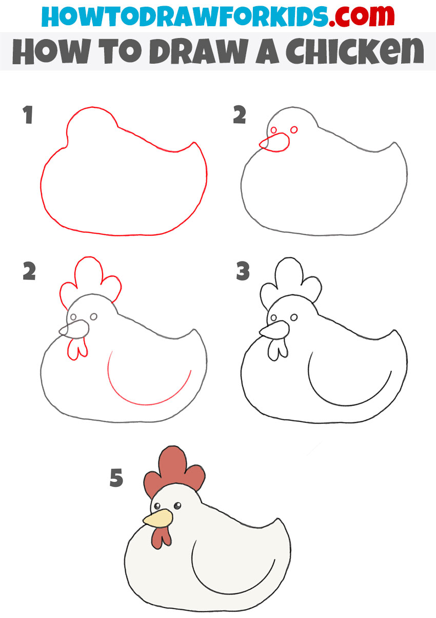 How to draw a chicken step by step