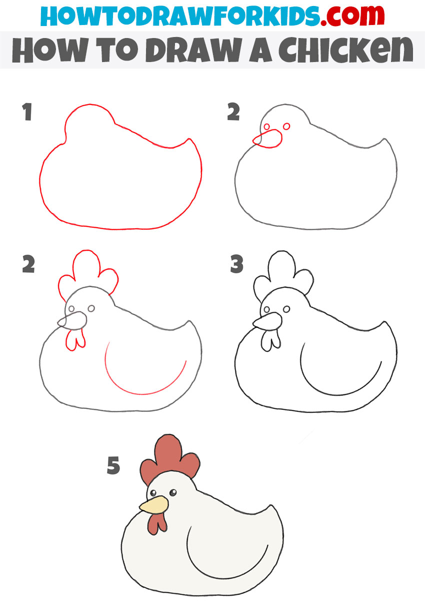 How to draw a hen? - step-by-step pictorial instruction