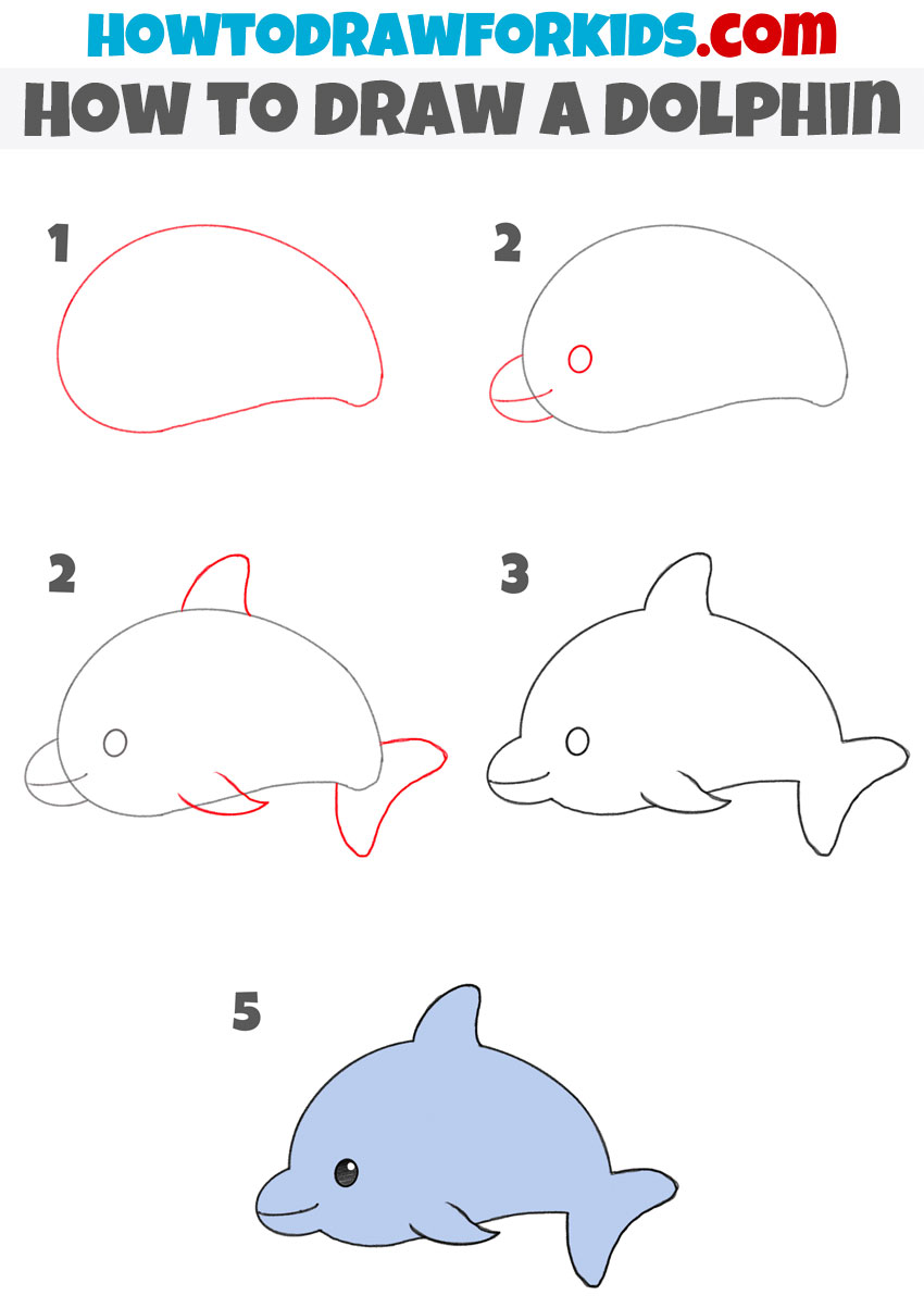 How to Draw a Dolphin - HelloArtsy