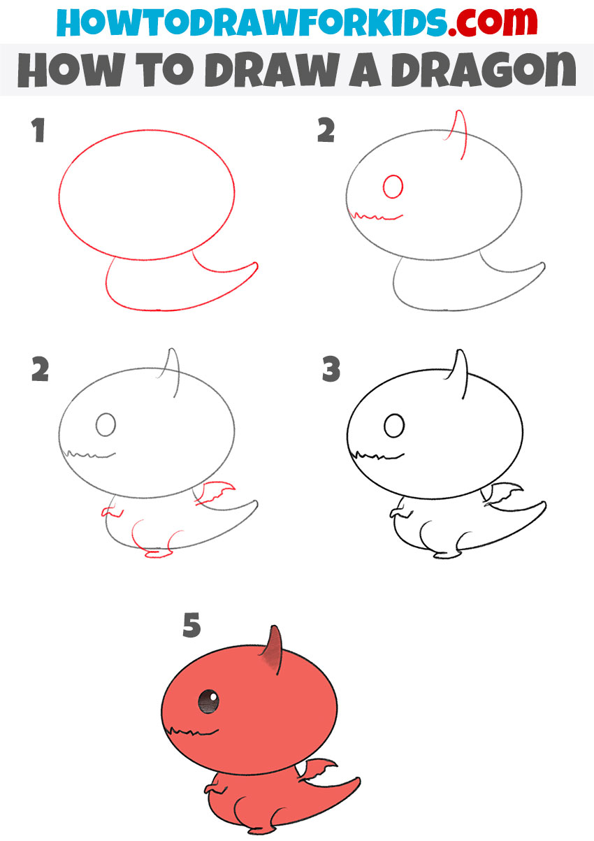 How to Draw a Dragon for Kindergarten - Easy Drawing Tutorial For Kids