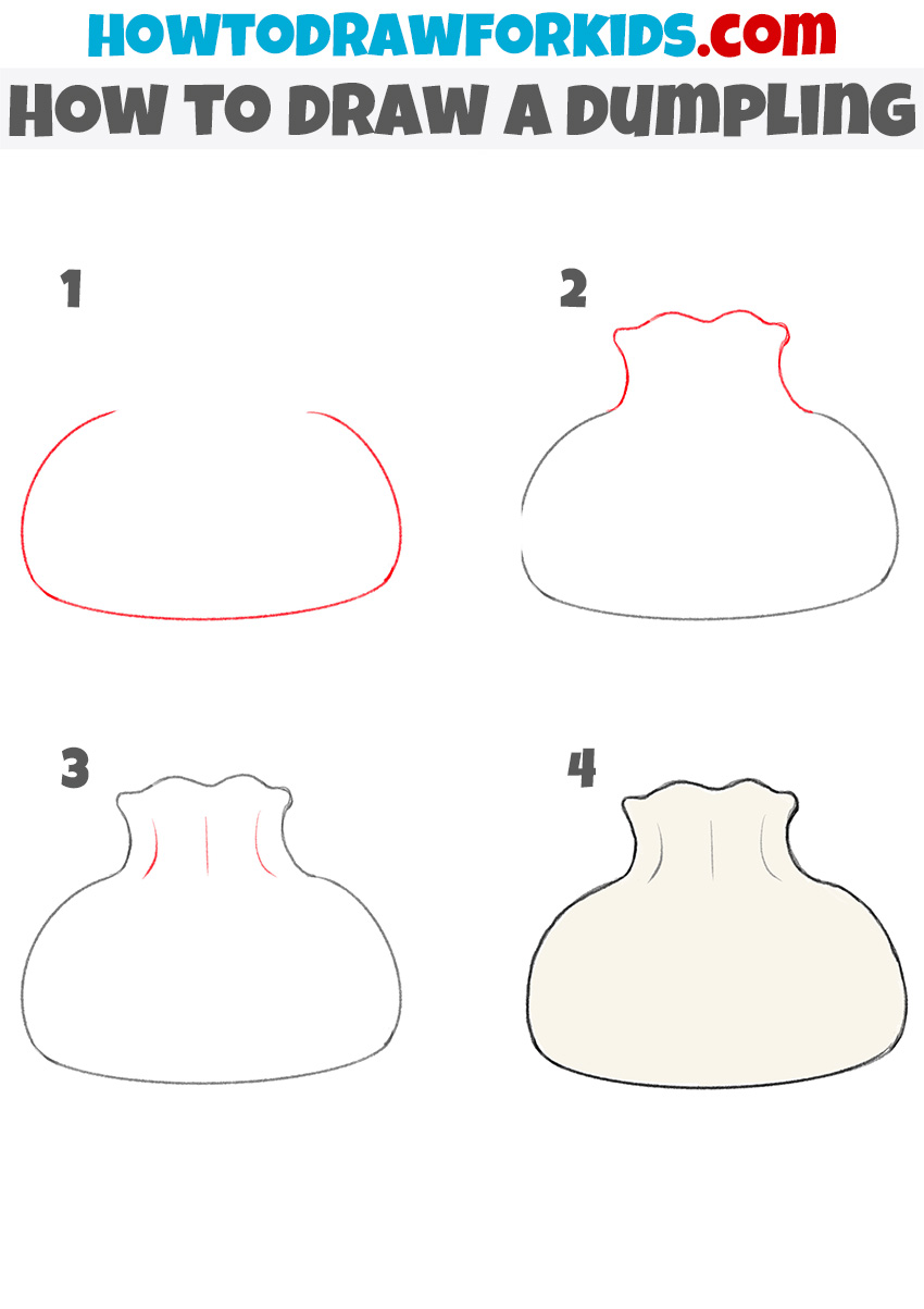 How to draw a dumpling step by step