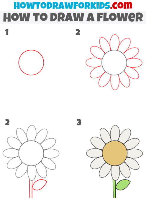 How to Draw a Flower for Kindergarten - Easy Drawing Tutorial For Kids