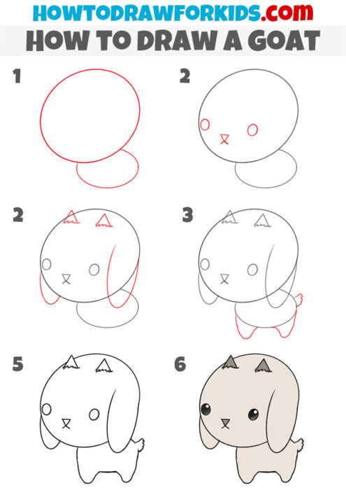 How to Draw a Goat - Easy Drawing Tutorial For Kids