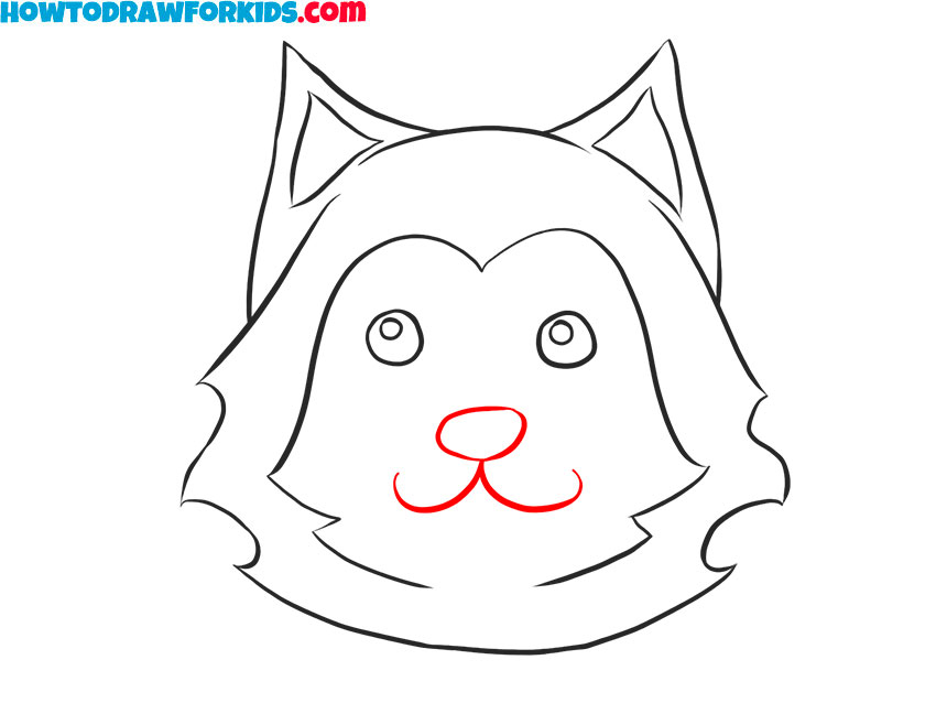 How to draw a simple Husky Face