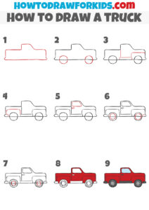 How to Draw a Pickup Truck - Easy Drawing Tutorial For Kids