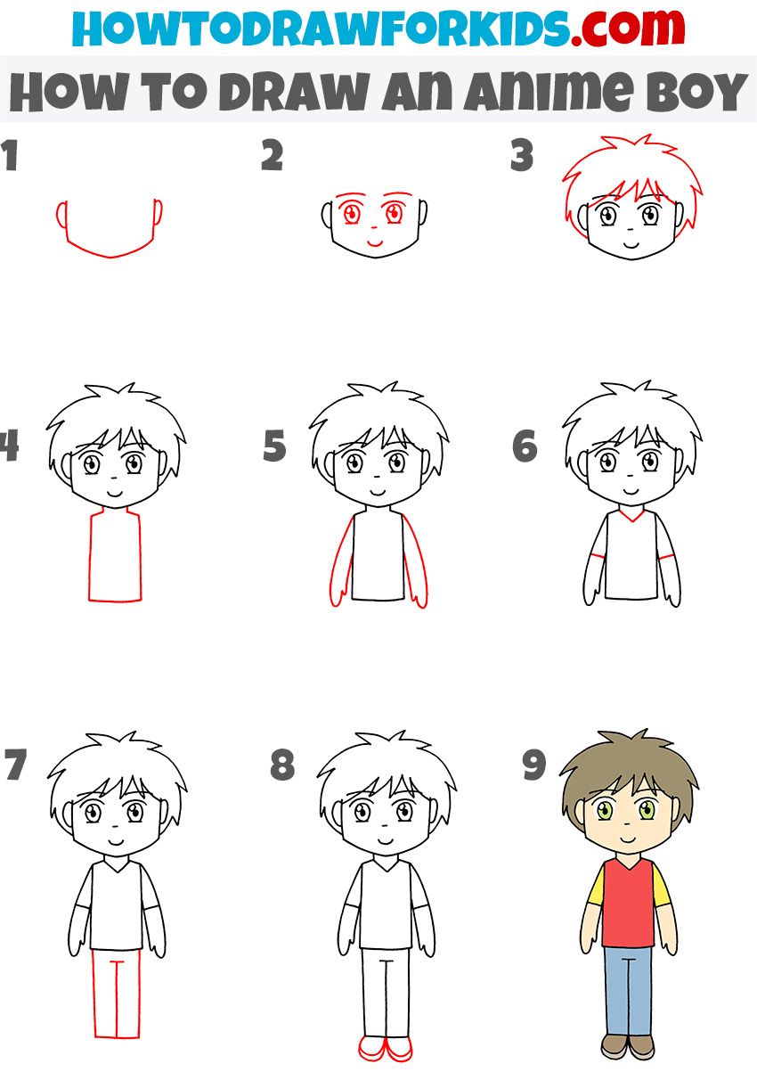 How to draw an anime boy step by step