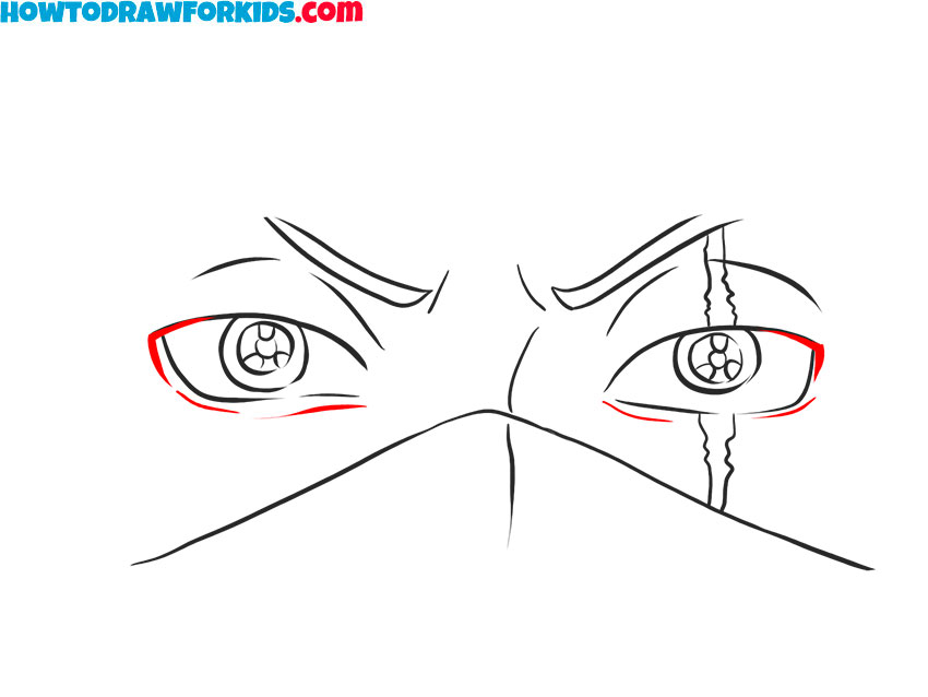 How to draw slanted Kakashi Eyes