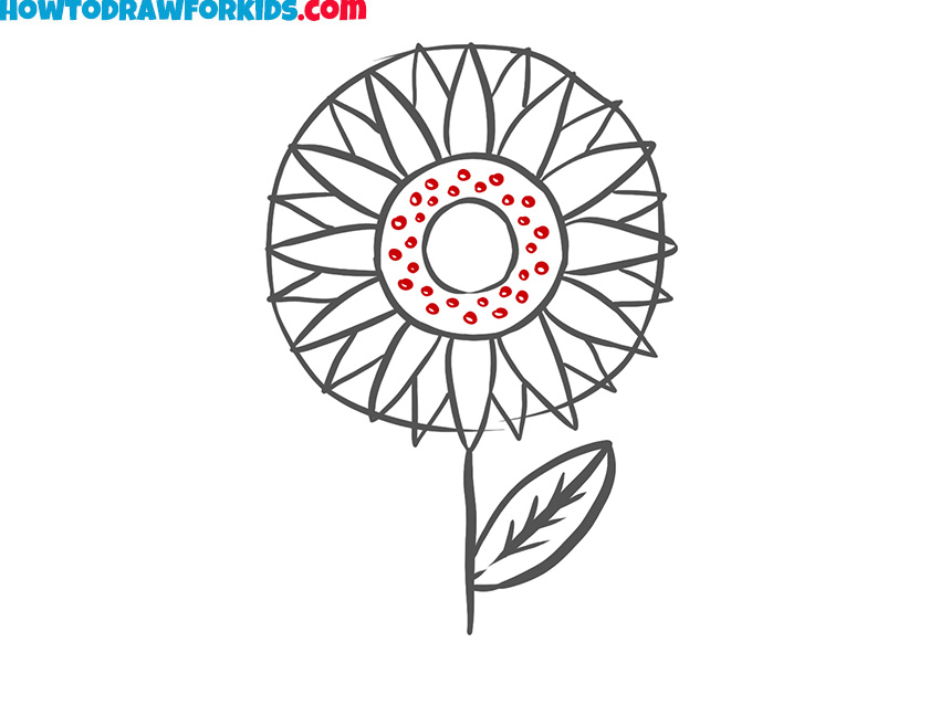 Sunflower drawing guide for kids