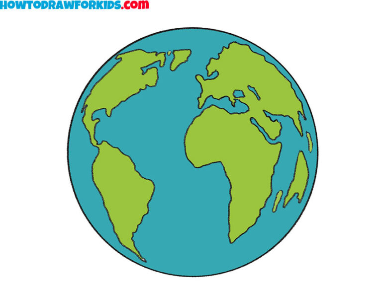 How To Draw Earth Easy Drawing Tutorial For Kids   Earth Drawing Guide 768x576 