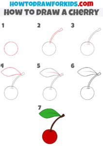 How to Draw a Cherry - Easy Drawing Tutorial For Kids