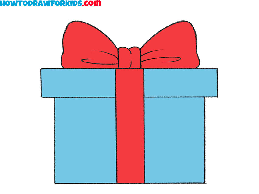 How to draw a gift box, Easy drawings 