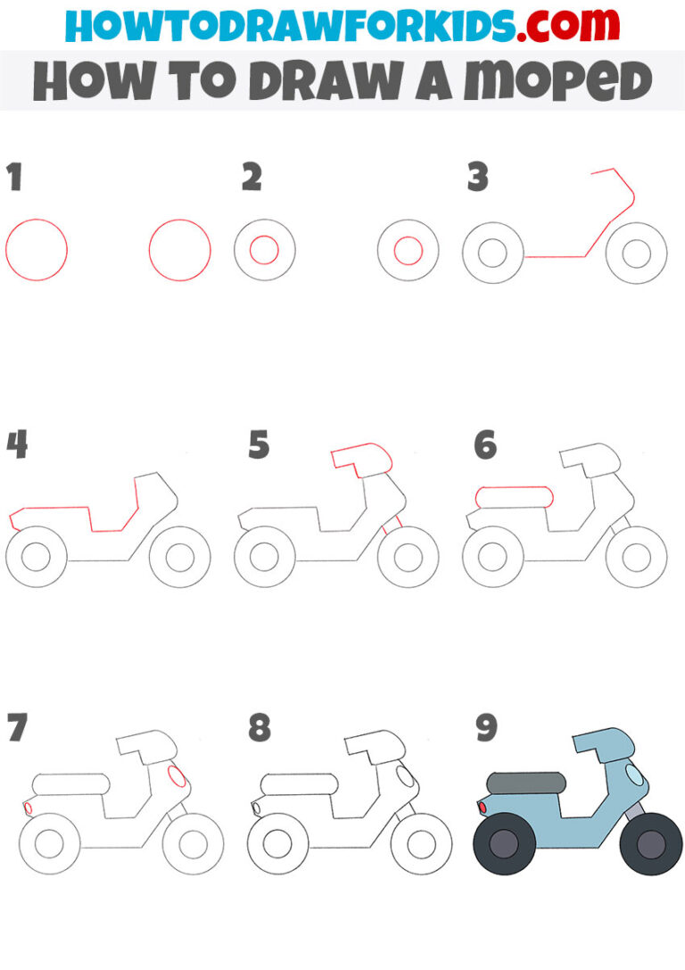 How to Draw a Moped Easy Drawing Tutorial For Kids