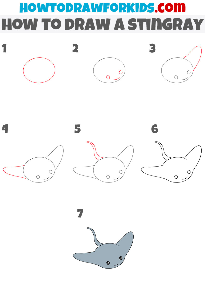 how to draw a stingray step by step