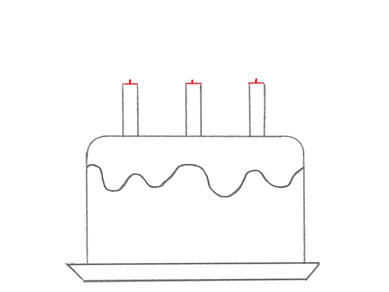 how to draw a birthday cake easy step by step