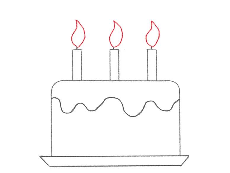 how to draw a birthday cake for kids easy
