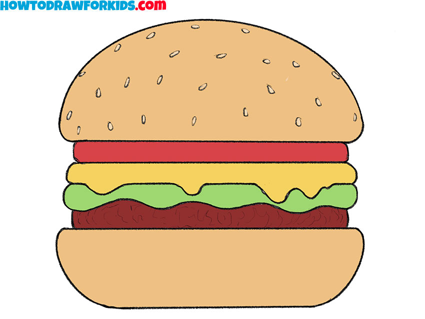 how to draw a burger for kids