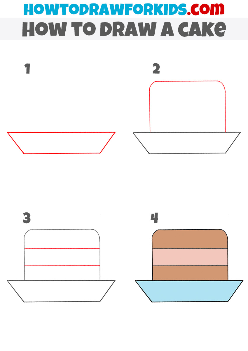 how to draw a cake step by step