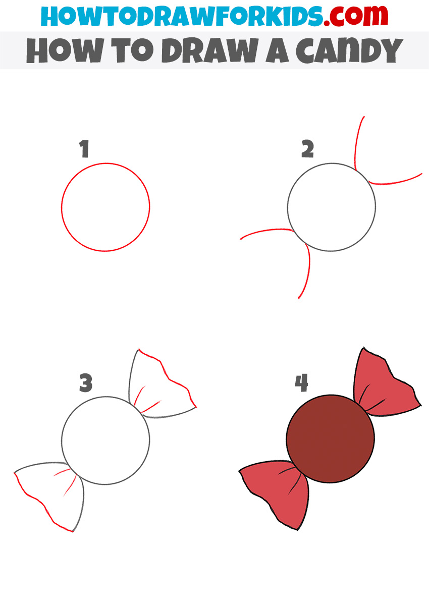 how to draw a candy step by step