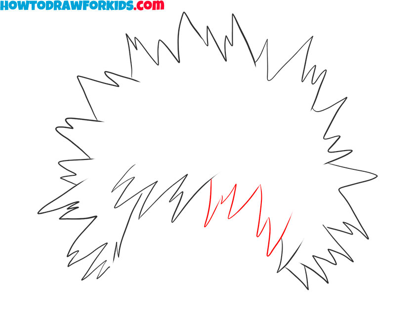 how to draw a cartoon Bakugou's hair