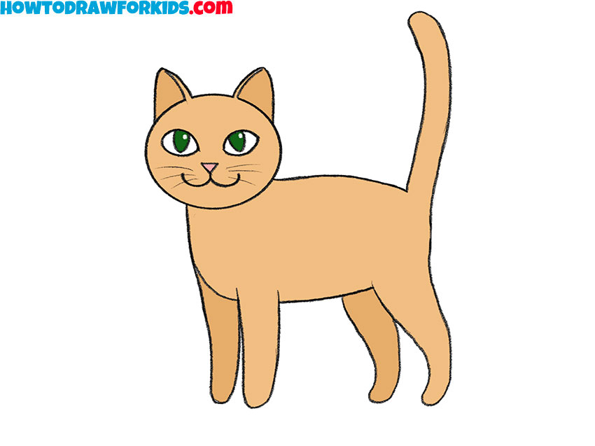 simple cat drawing for kids