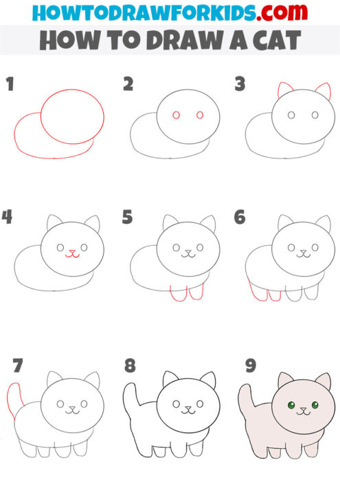 How to Draw a Cat With a Pencil - Easy Drawing Tutorial For Kids