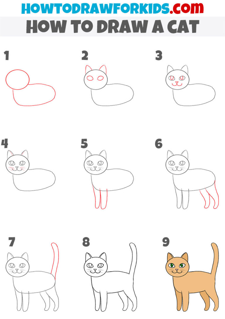 How to Draw a Cat - Easy Drawing Tutorial For Kids