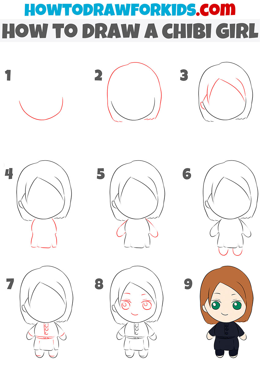 how to draw a chibi girl step by step
