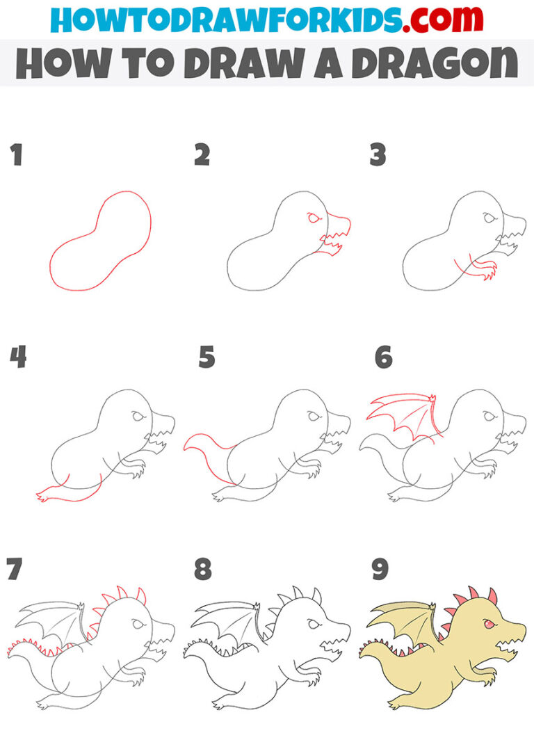 How to Draw a Dragon - Easy Drawing Tutorial For Kids