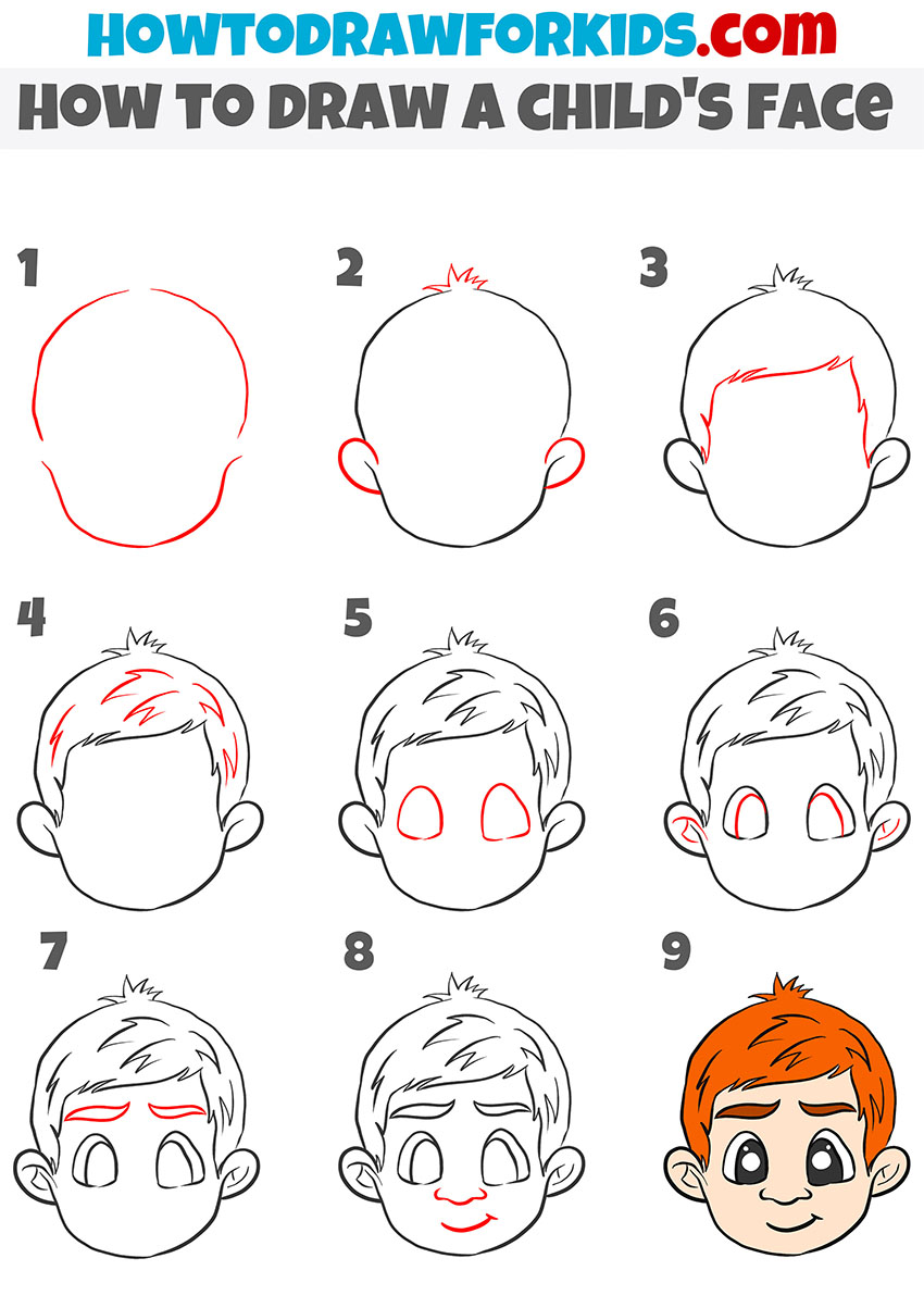 how to draw a child's face